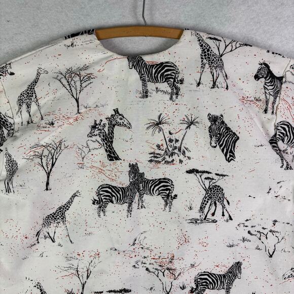 African Design Zebra Print with Decorative Collar Shirt Adult Size XL - Picture 6 of 7